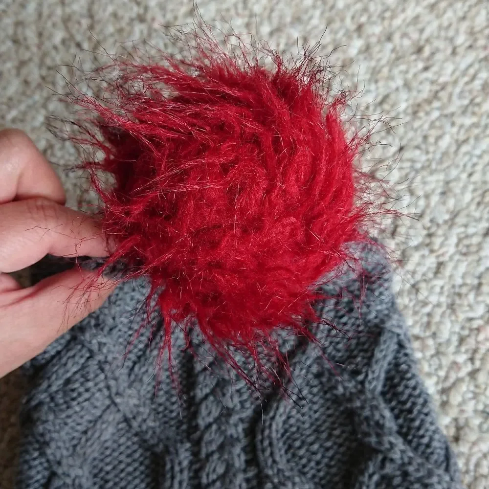 Gray and Garnet gamecock Knit Beanie Pom Pom -  ZooZatz